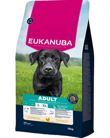 EUKANUBA Adult Large Breeds Chicken 15 kg suché krmivo pro psy velkých plemen s vysokým obsahem čerstvého kuřecího masa