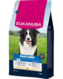 EUKANUBA Mature Medium Breeds Chicken 15kg suché krmivo pro starší psy středních plemen, bohaté na čerstvé kuřecí maso
