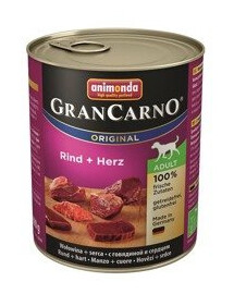 Animonda Grancarno Fleisch Pur Adult Rind + Herz 800g - vlhké krmivo pro dospělé psy hovězí se srdíčky 800g
