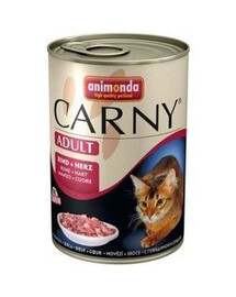 Animonda Carny Adult Rind + Herz 400 g - Vlhké krmivo pro dospělé kočky s hovězím masem a srdcem 400 g