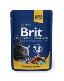 Brit For Wellness & Beauty s kuřecím a krůtím masem 100g - vlhké krmivo pro kočky s kuřecím a krůtím masem 100g