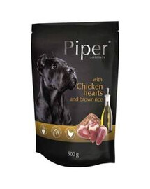 Piper Chicken Heart z hnědé rýže, vhodné pro dospělé psy středních a velkých plemen, 500 g