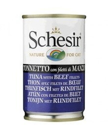 Versele-Laga Schesir Cat 140 g - vlhké krmivo pro kočky s tuňákem a hovězím masem 140 g