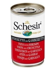 Versele-Laga Schesir Cat 140g - Mokré krmivo pro kočky s tuňákem a krevetami 140g