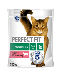 Perfect Fit ( Sterilní 1+ ) granule s hovězím masem pro kočky po sterilizaci 750 g