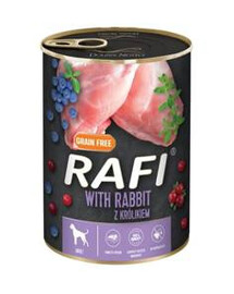 Rafi s králíkem, borůvkami a brusinkami, konzerva pro dospělé psy, 800 g