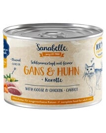 SANABELLE konzerva pro kočky husa, kuře a mrkev 180 g