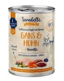 SANABELLE konzerva pro kočky, husa, kuře a mrkev 380 g