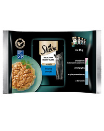 Sheba Selection in Sauce Collection of Flavours Fish 4 x 85g - krmivo pro kočky s rybami 4x85g