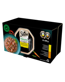 SHEBA Nature's Collection Drůbeží příchutě v omáčce kuře s paprikou a krůta s mrkví 8x85g
