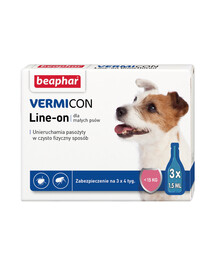 BEAPHAR Vermicon Line-On Dog S Kapky proti blechám a klíšťatům pro malé psy 3x1,5 ml
