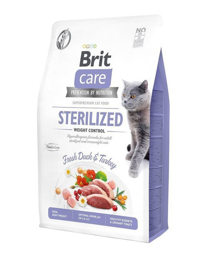 BRIT Care Cat bez obilovin, sterilizované a s kontrolovanou hmotností 7 kg