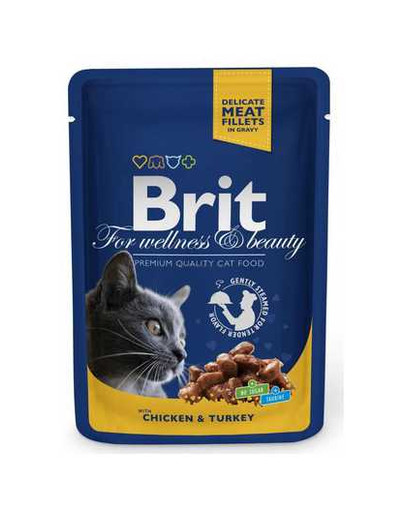 BRIT Premium Cat s kuřecím a krůtím masem 24 x 100g
