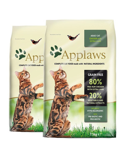 APPLAWS Cat Adult Chicken & Lamb 2 x 7.5 kg granule pro kočky