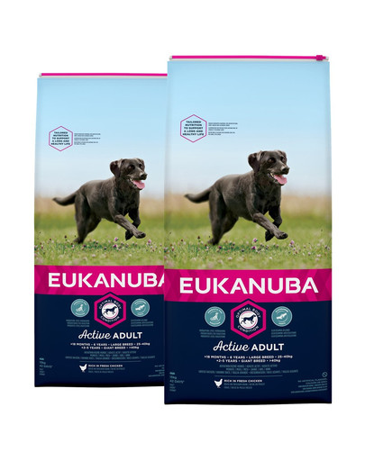 EUKANUBA  Active Adult Large Breeds Chicken bohaté na čerstvé kuřecí 2 x 15kg