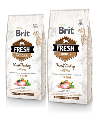 BRIT Čerstvý krocan s hráškem light fit & slim 2 x 12 kg