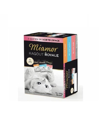 MIAMOR Ragout Royale Multibox 12 x 100 g krůtí maso, losos, zvěřina v želé