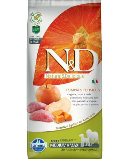 N&D GrainFree Pumpkin DOG Adult M/L Boar & Apple 2,5kg