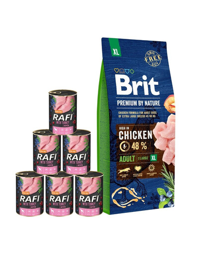 BRIT Premium By Nature Adult Extra Large XL 15 kg + Krůtí konzervy 6x400 g