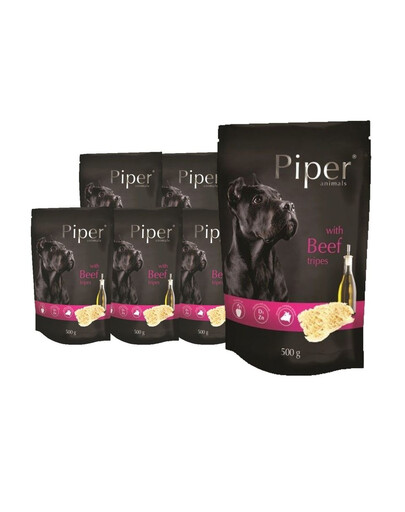DOLINA NOTECI PIPER Animals s hovězím žaludkem, kapsička pro psy 10x500 g