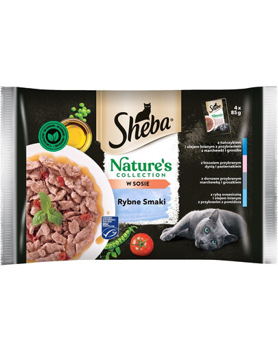 SHEBA Nature’s Collection Rybne Kapsička s příchuti tuňáka a lněného oleje 4x85 g