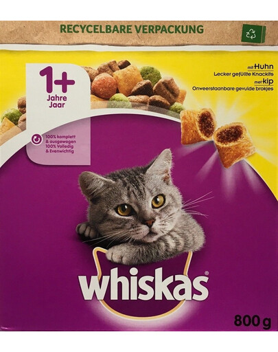 WHISKAS Adult+1 suché krmivo pro kočky s kuřecím masem 800 g