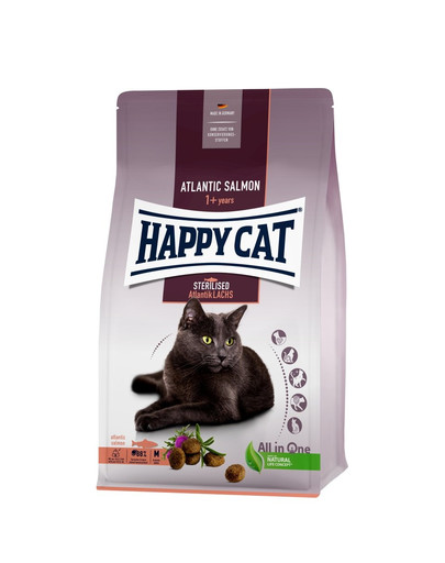 HAPPY CAT granule Sterilized Atlantik-Lachs 10 kg pro kastrované kočky