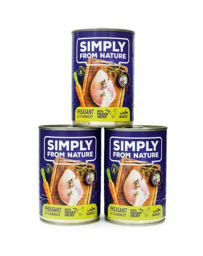 SIMPLY FROM NATURE Bažant s mrkví 3x 400 g konzervy pro psy