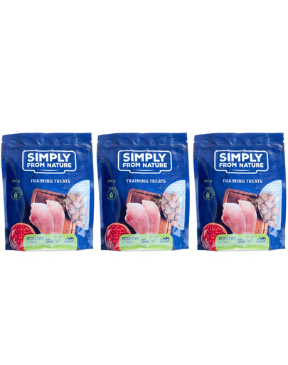 SIMPLY FROM NATURE Tréninkové pamlsky s drůbežím a šípkem 3 x 300 g