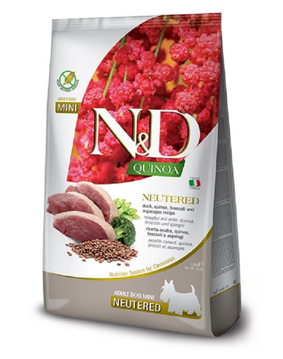 N&D Quinoa Dog Neutered Duck&Broccoli&Asparagus Mini 800 g