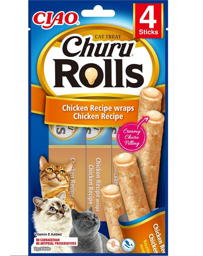 INABA Churu Rolls Chicken 4x10g kuřecí šátečky pro kočky