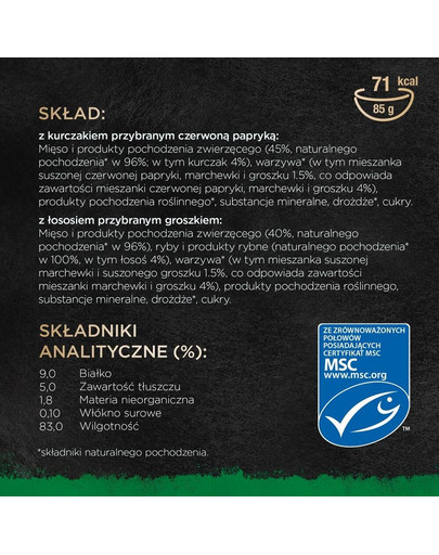 SHEBA Nature's Collection Směs chutí v omáčce s kuřecím masem zdobeným červenou paprikou, s lososem zdobeným hráškem 32x85g