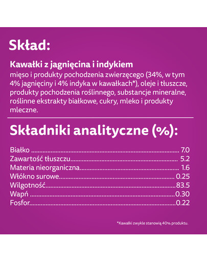 WHISKAS Adult 85g mokré krmivo pro dospělé kočky v omáčce z jehněčího a krůtího masa