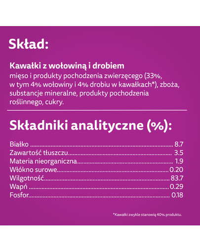 WHISKAS Adult 85 g mokré krmivo pro dospělé kočky v želé s hovězím a drůbežím masem