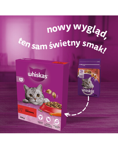 WHISKAS Adult 300g suché krmivo pro dospělé kočky s lahodným hovězím masem