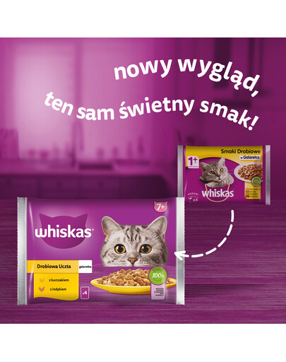 WHISKAS Senior 85g Poultry Feast mokré krmivo pro starší kočky v želé s: kuřecím masem, krůtou