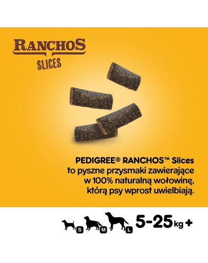 PEDIGREE Ranchos Slices 60g – psí pamlsky s hovězím masem