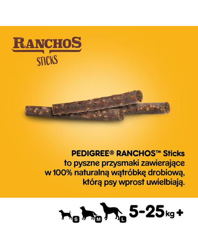 PEDIGREE Ranchos Sticks 60 g psí pamlsky s kuřecími játry