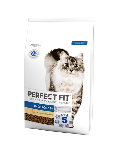 PERFECT FIT Indoor 1+ Bohaté na kuře, 7 kg kompletní suché krmivo pro dospělé kočky