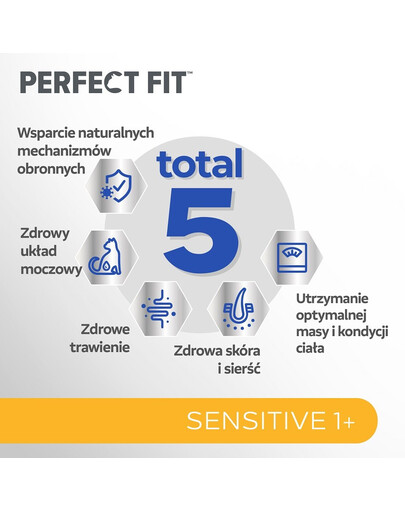 PERFECT FIT Sensitive 1+ Kompletní suché krmivo s vysokým obsahem krůty 7 kg pro dospělé kočky s citlivou stravou