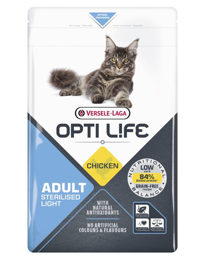 VERSELE-LAGA Opti Life Cat Sterlised/Light Chicken 2.5 kg pro sterilizované kočky
