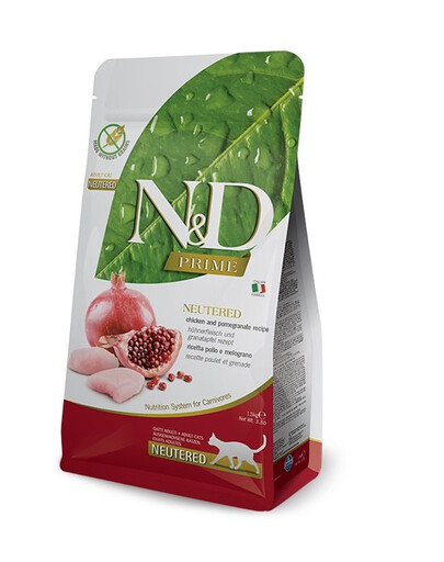 FARMINA N&D Prime Adult Cat Neutered Chicken&Pomegranate 300g  kuře s granátovým jablkem pro dospělé kastrované kočky