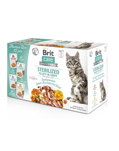 BRIT CARE Fillets in Gravy Box Pouch Sterilized 12X85g pro sterilizované kočky