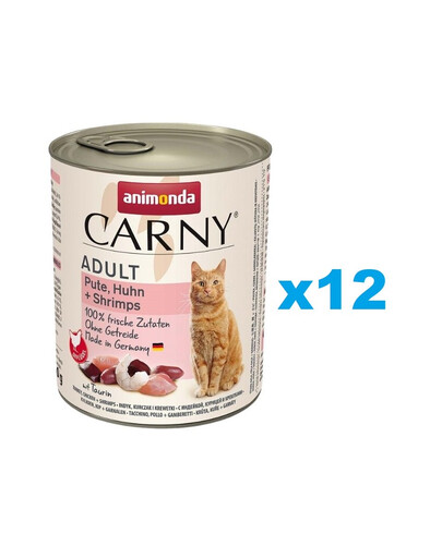 ANIMONDA Carny Adult Turkey&Chicken&Shrimps 12x800 g krůta, kuře a krevety pro dospělé kočky