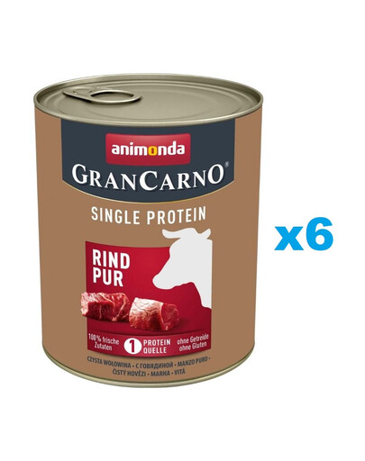 ANIMONDA Gran Carno Single Protein Adult Beef pur 6x800 g hovězí maso pro dospělé psy