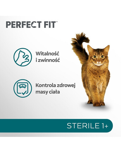 PERFECT FIT Sterile 1+ suchého kompletního krmiva bohatého na kuřecí maso pro dospělé sterilizované kočky 7kg