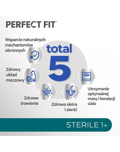 PERFECT FIT Sterile 1+ suchého kompletního krmiva bohatého na kuřecí maso pro dospělé sterilizované kočky 7kg