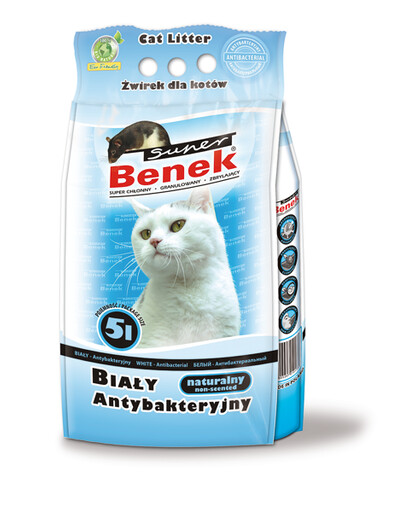 Certech Super Benek Blanc Antibacterien bílá antibakteriální bentonitová podestýlka pro kočky 5 l