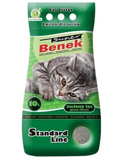 Super Benek Standard Line Cat Litter Green Forest stelivo pro kočky s vůní zeleného lesa 10 l