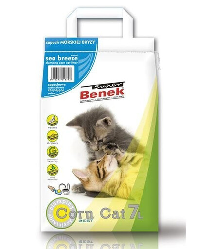 Certech Super Benek Corn Cat Sea Breeze kukuřičné stelivo s vůní mořského vánku pro kočky objem 7 l